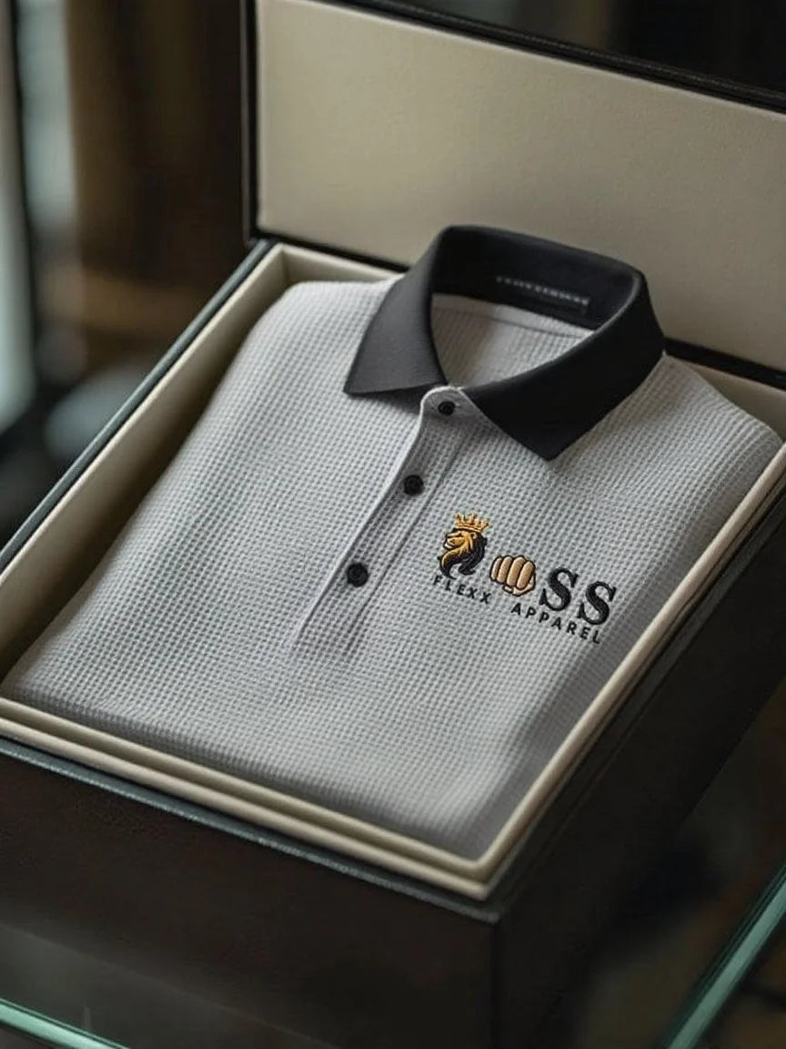 Premium Mint Green Polo Shirt – Textured Fabric with Black Collar | Smart Casual Fit