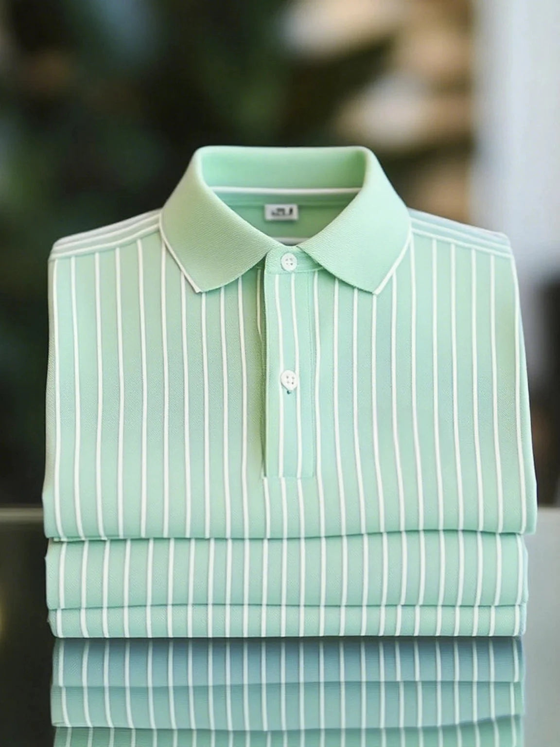 Lavender Vertical Stripe Polo Shirt with Classic Collar – Premium Casual Fit (S–6XL)