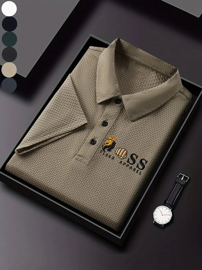 Dark Grey Textured Polo Shirt | Premium Cotton Blend Polo Tee