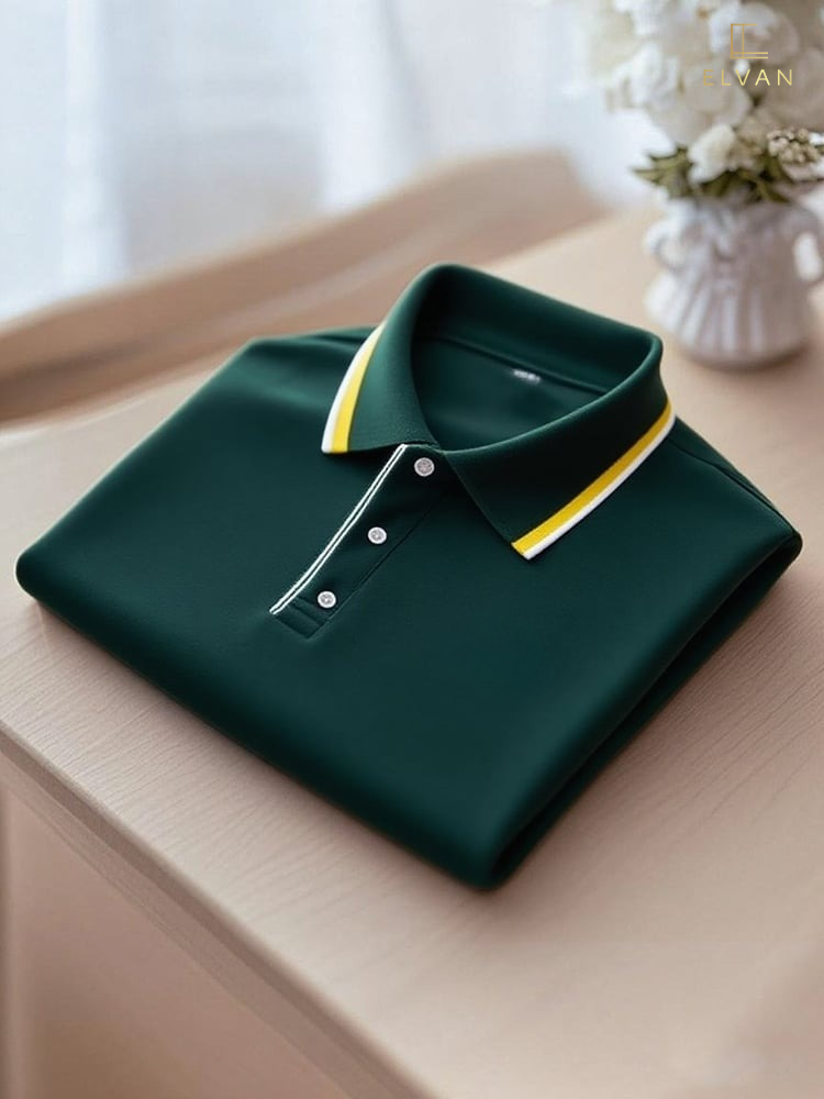 Dark Green Polo Shirt with Contrast Collar – Premium Casual Polo (S–6XL)