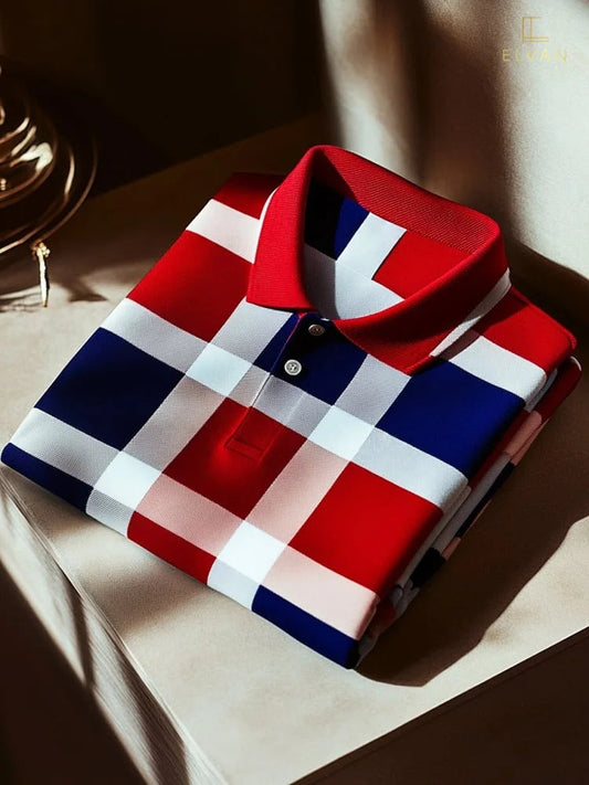 Classic Checkered Polo Shirt – Premium Short Sleeve Casual Polo Tee (S–6XL)
