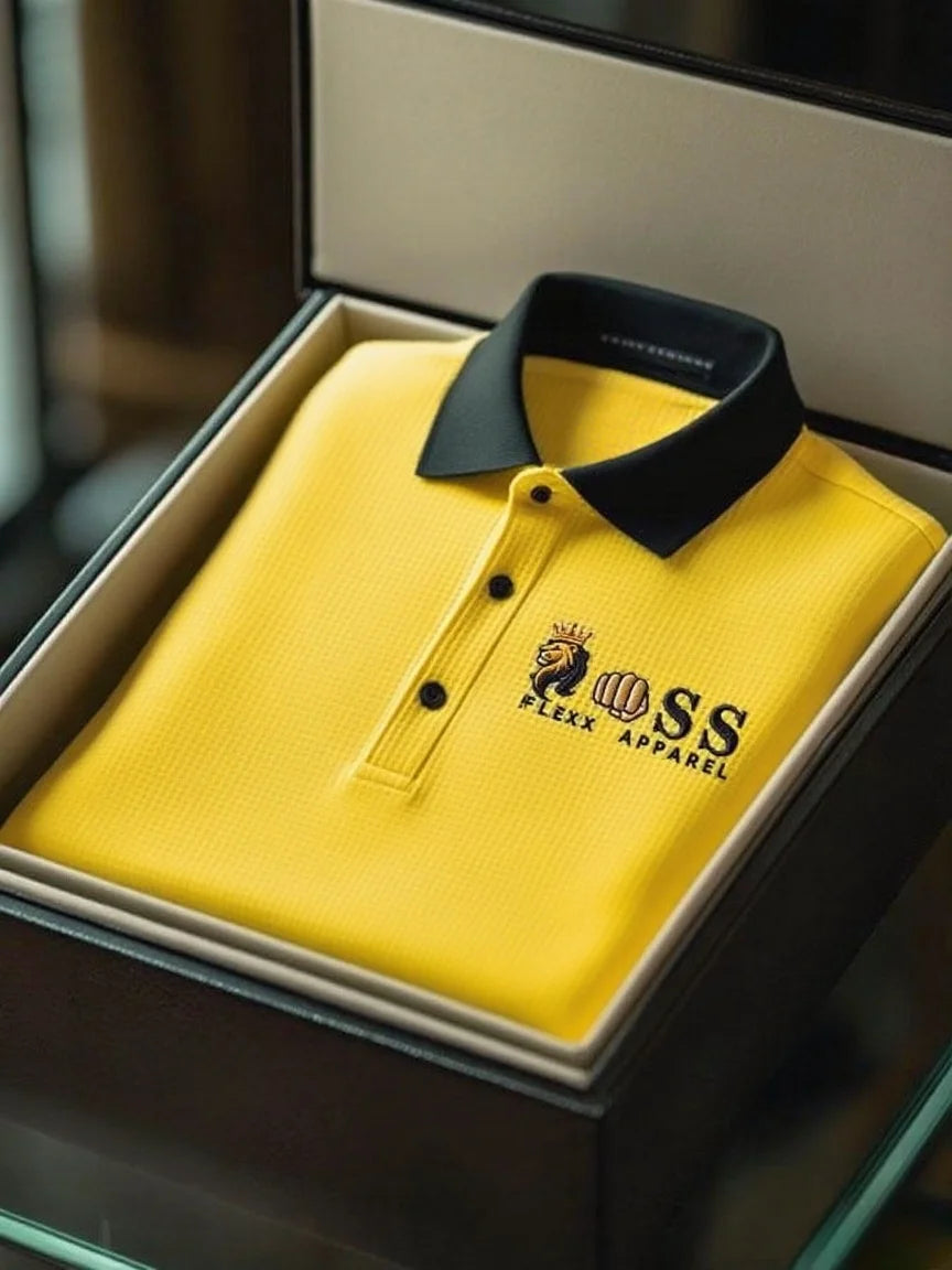 Premium Mint Green Polo Shirt – Textured Fabric with Black Collar | Smart Casual Fit