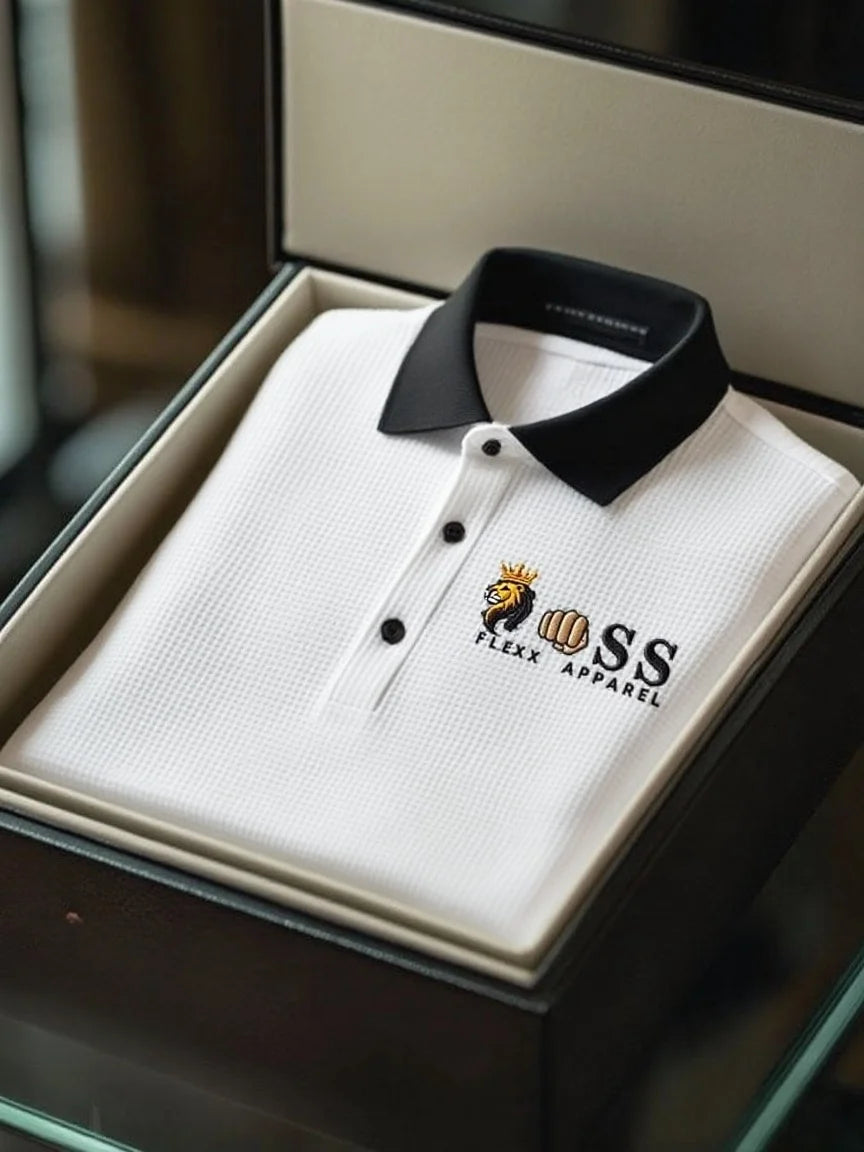 Premium Mint Green Polo Shirt – Textured Fabric with Black Collar | Smart Casual Fit