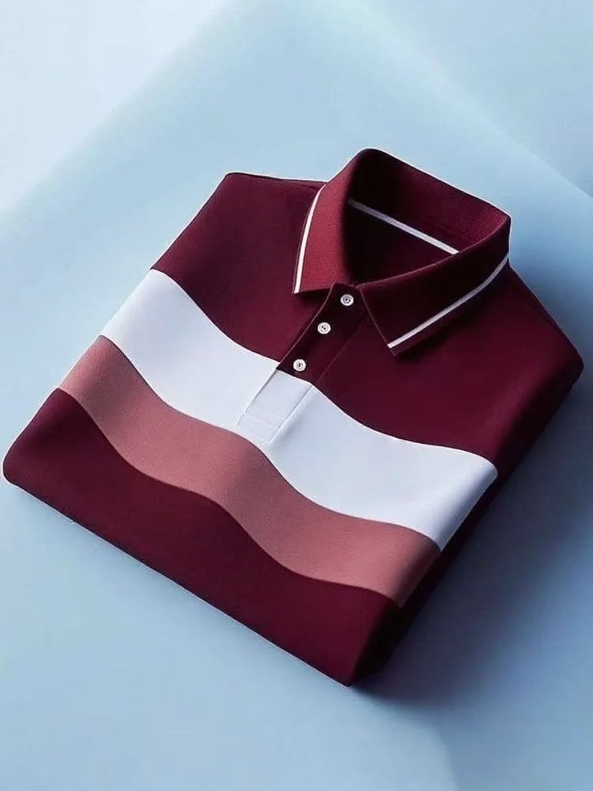 Color Block Polo Shirt – Classic Navy & Blue Casual Polo (S–6XL)