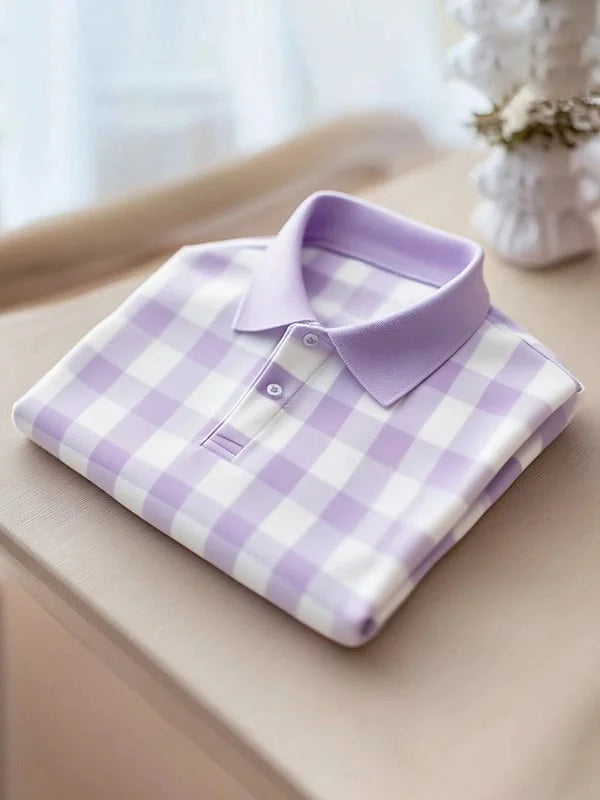 Pastel Green & Pink Check Polo Shirt | Premium Soft Cotton Casual Polo