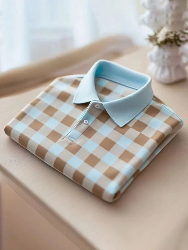 Pastel Green & Pink Check Polo Shirt | Premium Soft Cotton Casual Polo