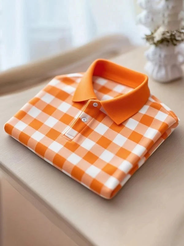 Pastel Green & Pink Check Polo Shirt | Premium Soft Cotton Casual Polo