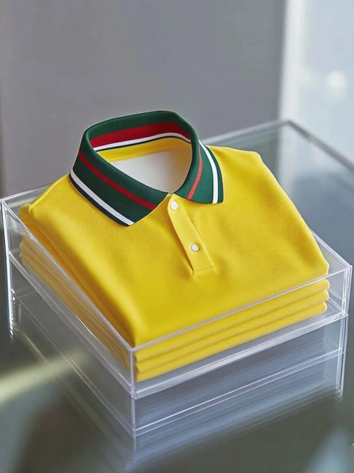 White Polo Shirt with Contrast Stripe Collar | Premium Cotton Polo Tee