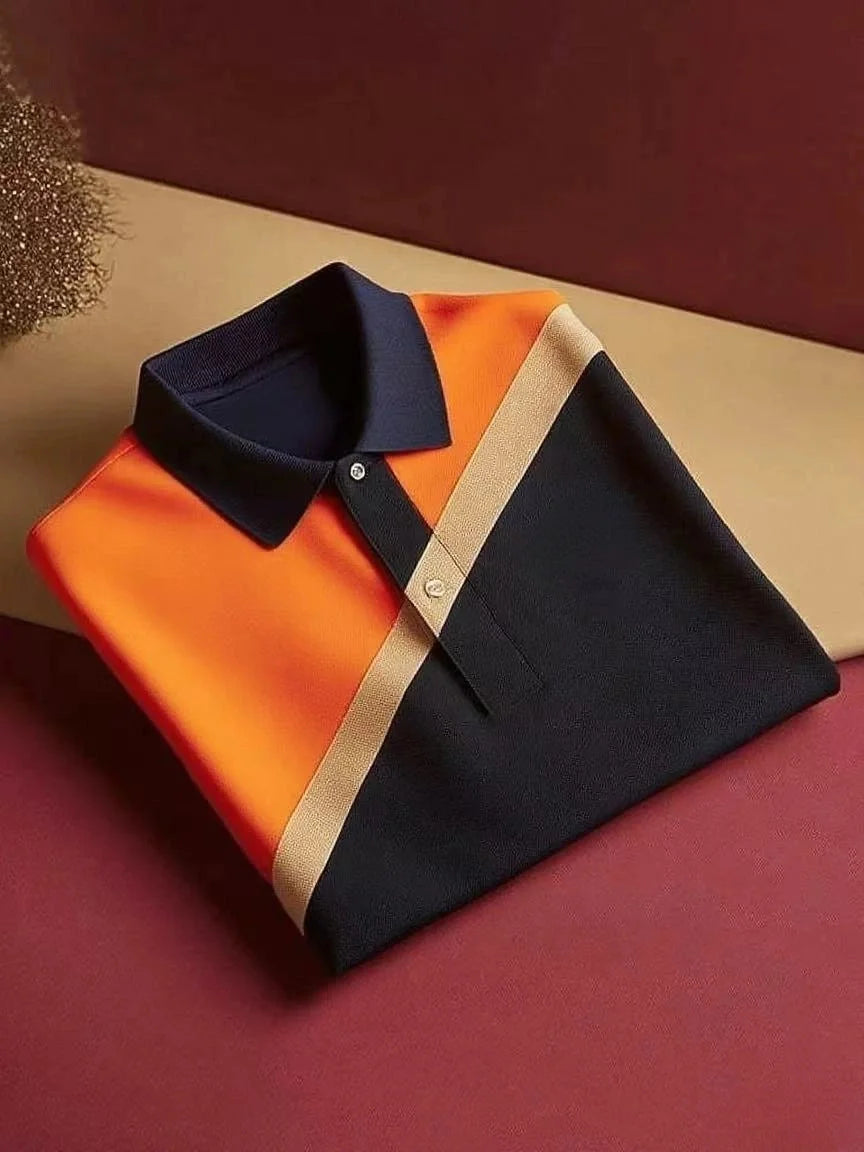 Color Block Polo Shirt | Sky Blue & Pink Premium Cotton Polo Tee