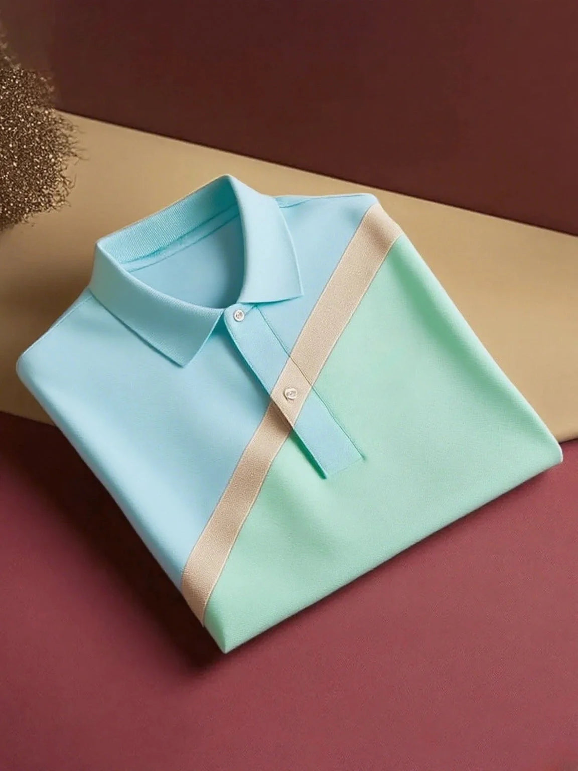 Color Block Polo Shirt | Sky Blue & Pink Premium Cotton Polo Tee