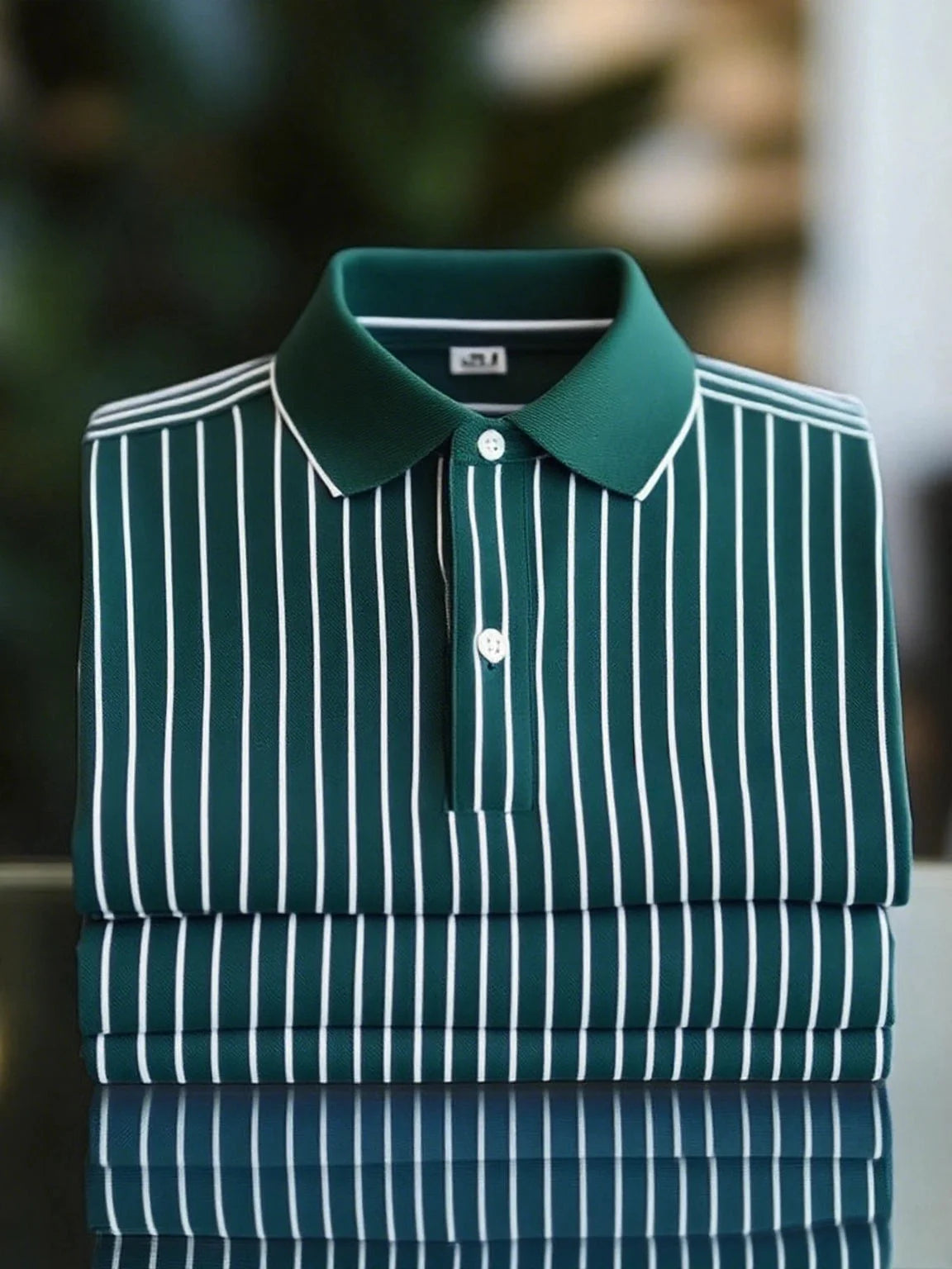 Lavender Vertical Stripe Polo Shirt with Classic Collar – Premium Casual Fit (S–6XL)