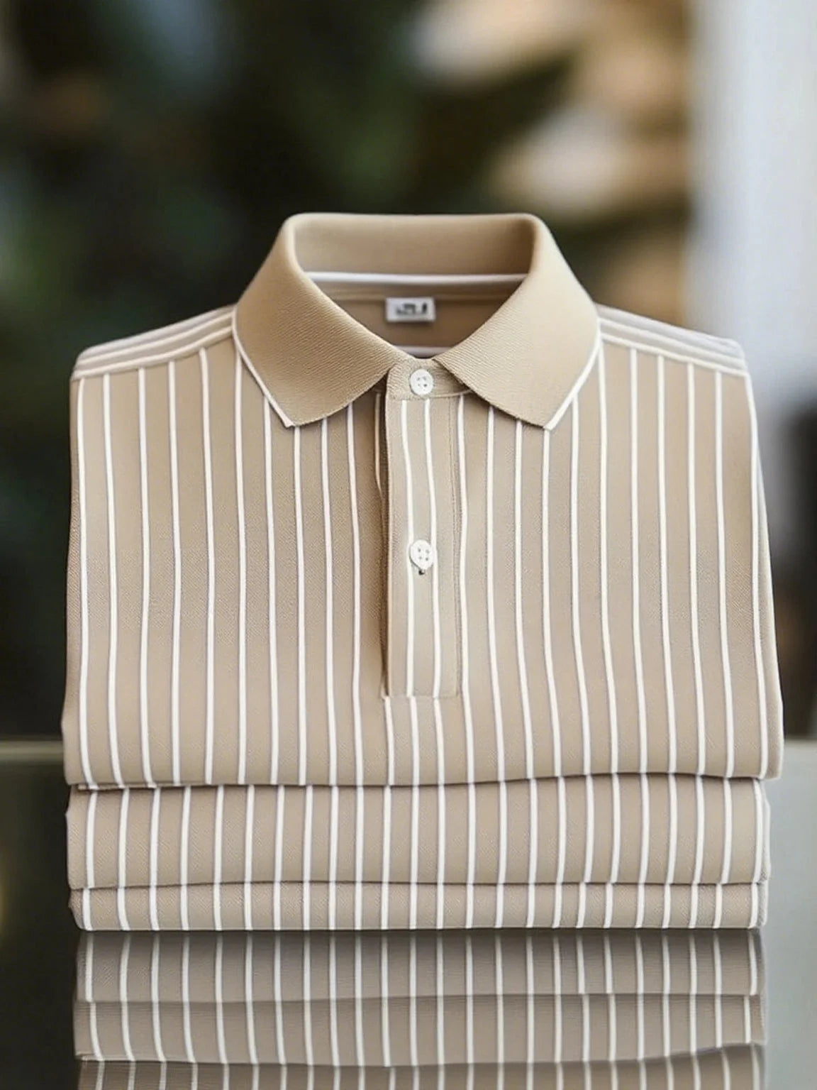 Lavender Vertical Stripe Polo Shirt with Classic Collar – Premium Casual Fit (S–6XL)