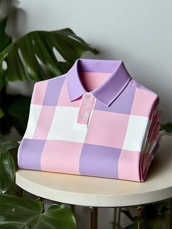Pastel Checkered Polo Shirt | Premium Cotton Casual Polo