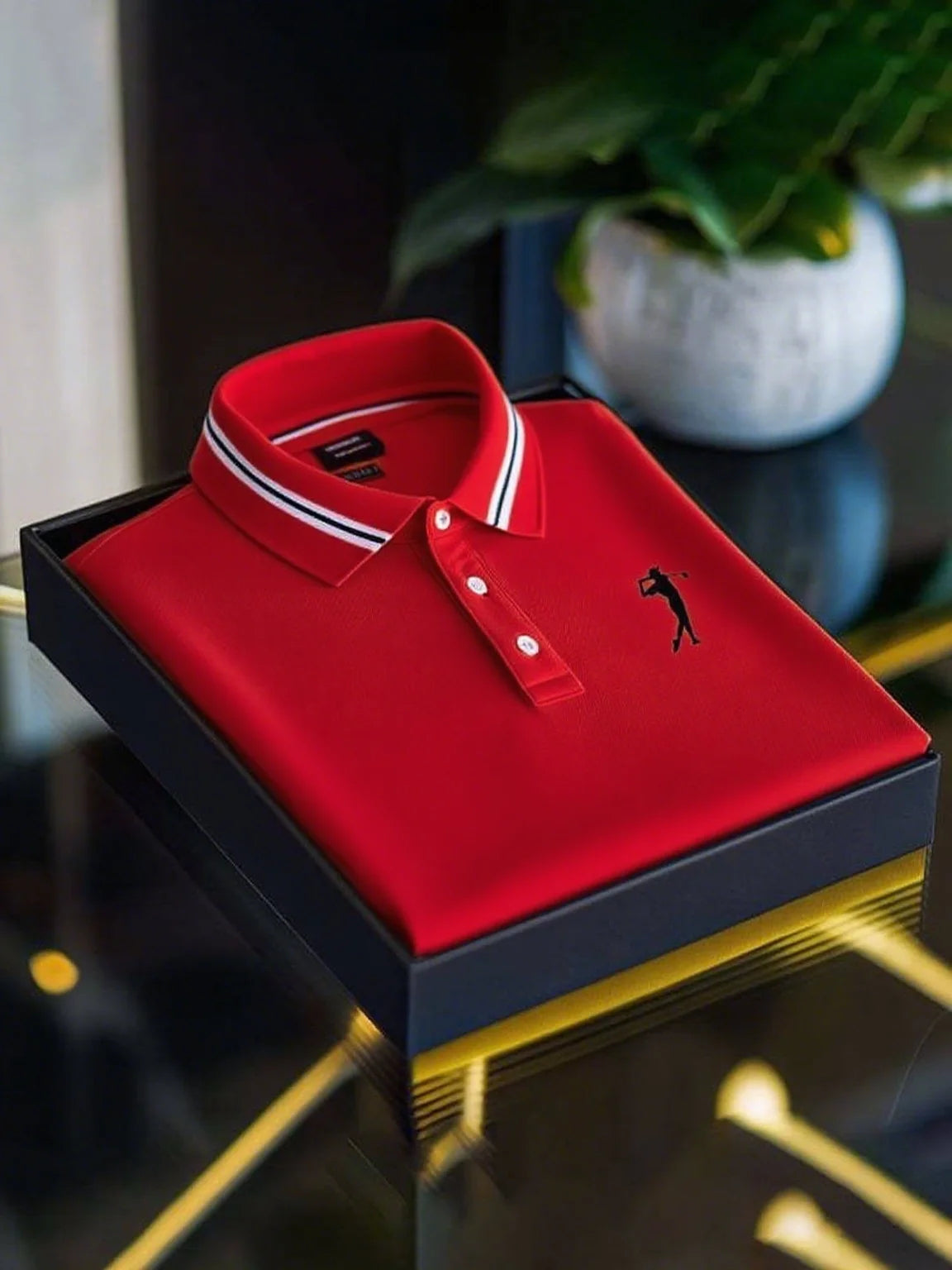 Premium Solid Polo Shirt with Contrast Collar & Embroidered Logo – Classic Fit (S–6XL)