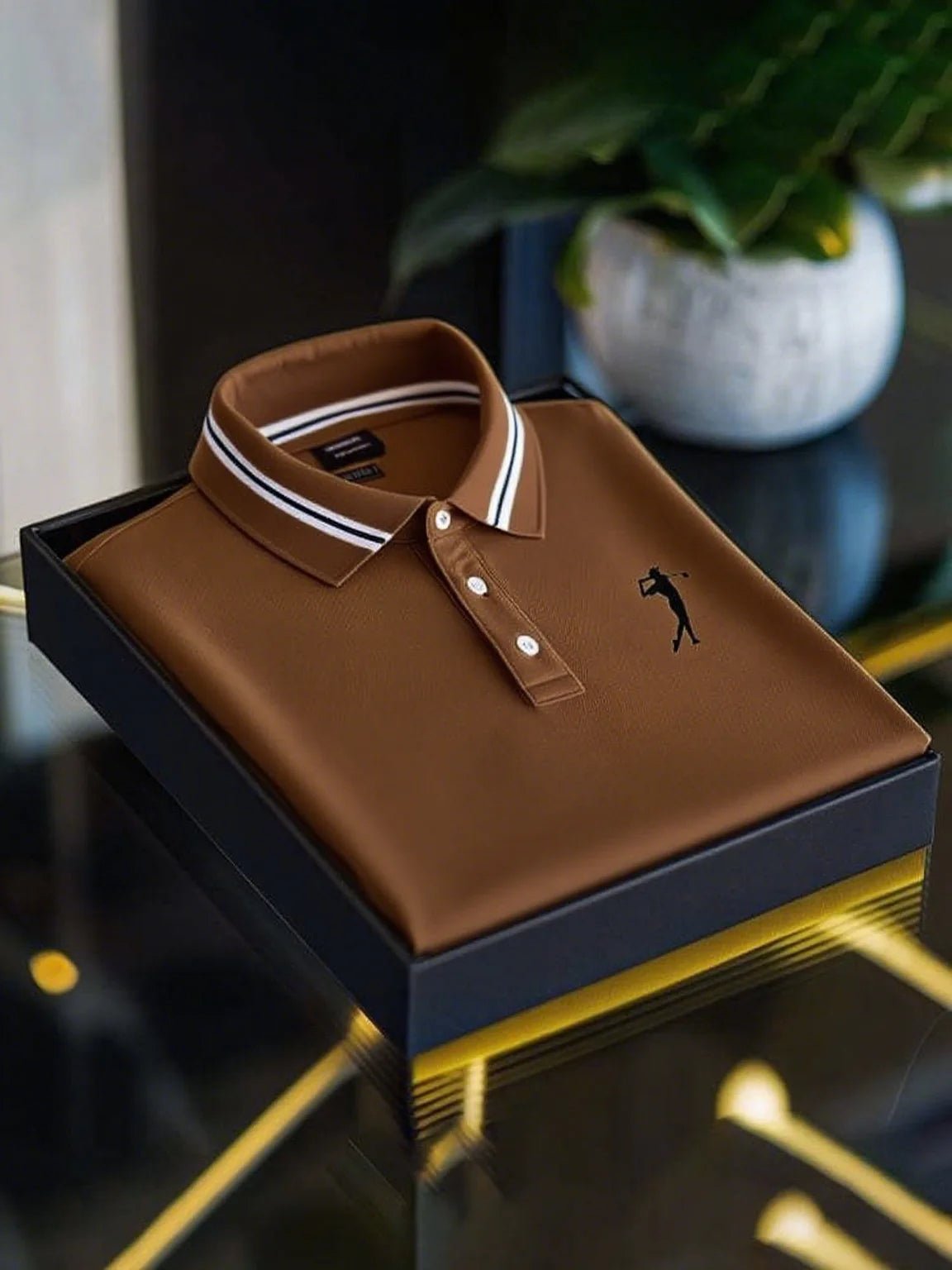 Premium Solid Polo Shirt with Contrast Collar & Embroidered Logo – Classic Fit (S–6XL)