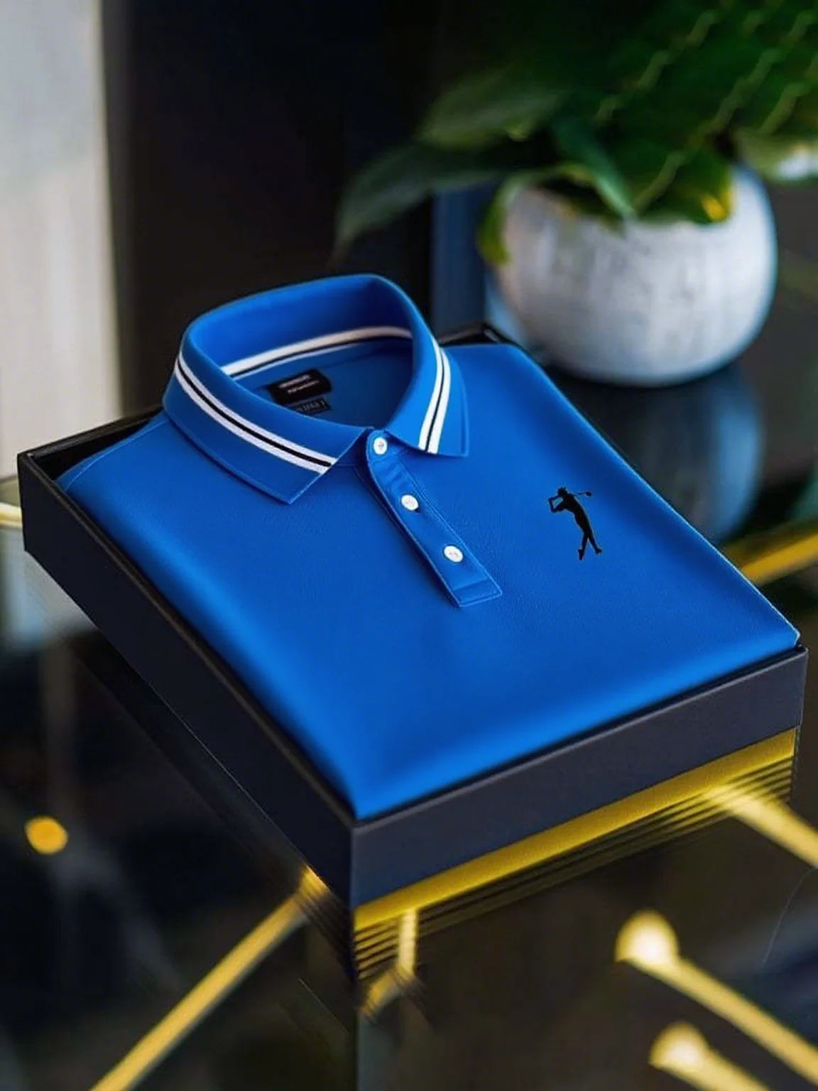 Premium Solid Polo Shirt with Contrast Collar & Embroidered Logo – Classic Fit (S–6XL)