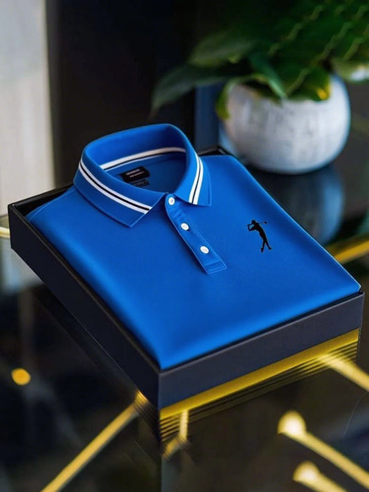 Premium Solid Polo Shirt with Contrast Collar & Embroidered Logo – Classic Fit (S–6XL)