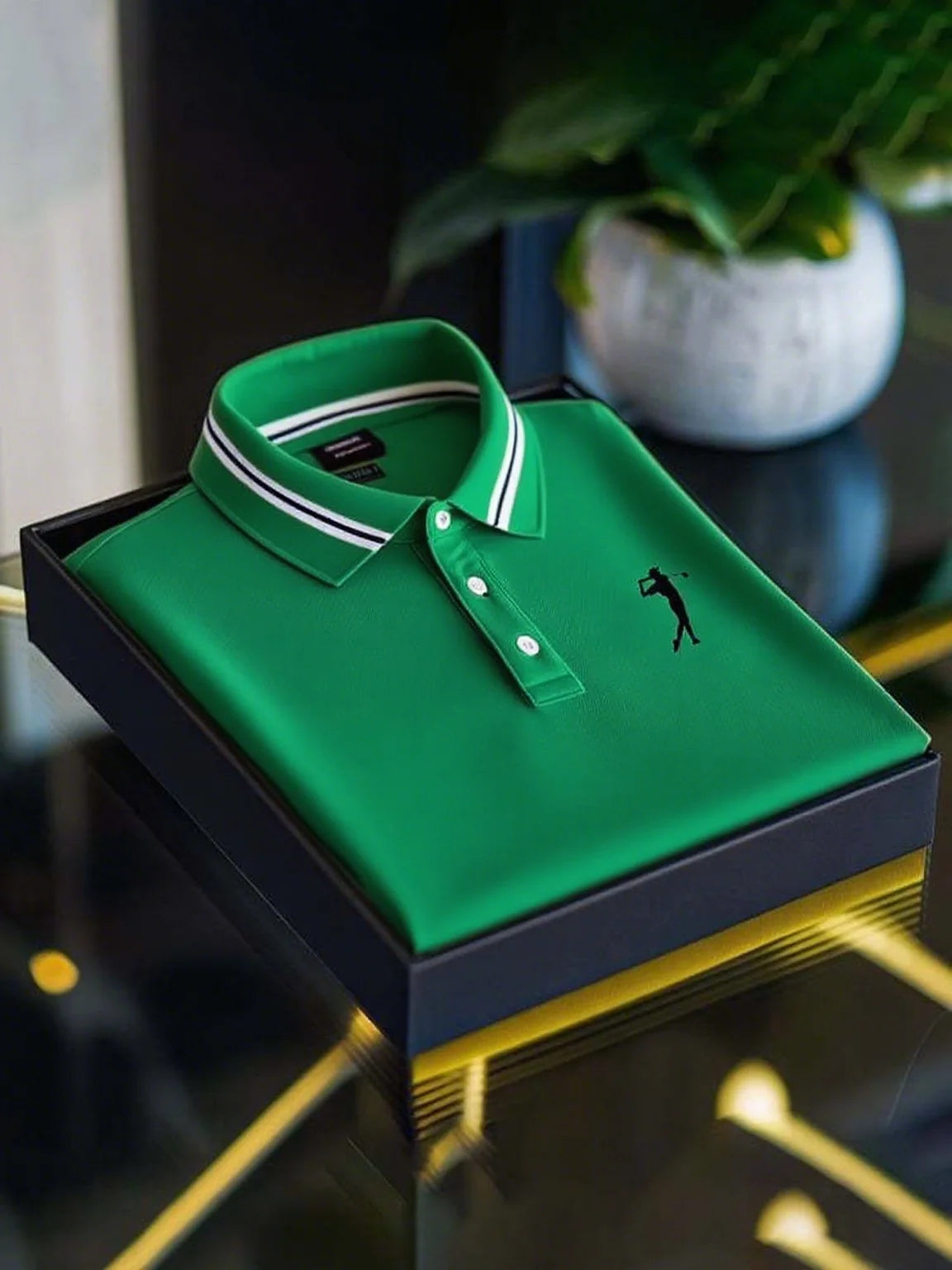 Premium Solid Polo Shirt with Contrast Collar & Embroidered Logo – Classic Fit (S–6XL)