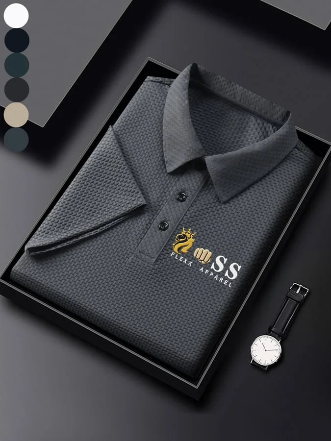 Dark Grey Textured Polo Shirt | Premium Cotton Blend Polo Tee