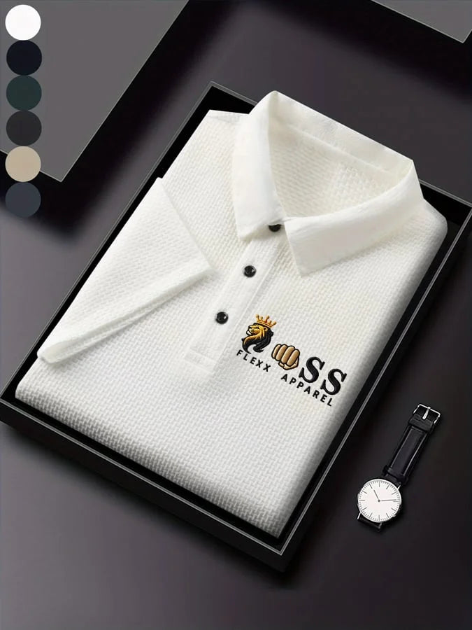 Dark Grey Textured Polo Shirt | Premium Cotton Blend Polo Tee