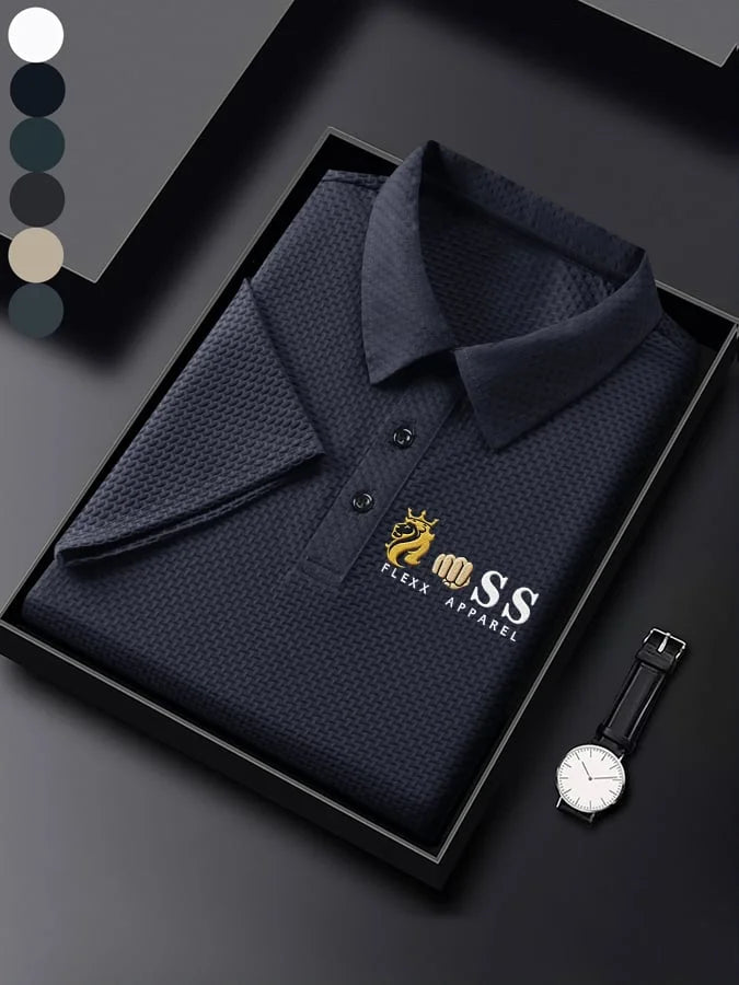 Dark Grey Textured Polo Shirt | Premium Cotton Blend Polo Tee