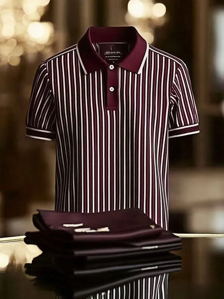 Black & White Vertical Stripe Polo Shirt | Premium Cotton Striped Polo Tee