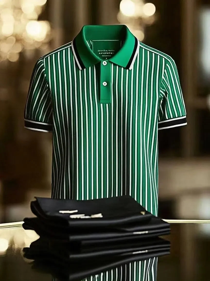 Black & White Vertical Stripe Polo Shirt | Premium Cotton Striped Polo Tee