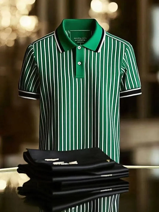 Black & White Vertical Stripe Polo Shirt | Premium Cotton Striped Polo Tee