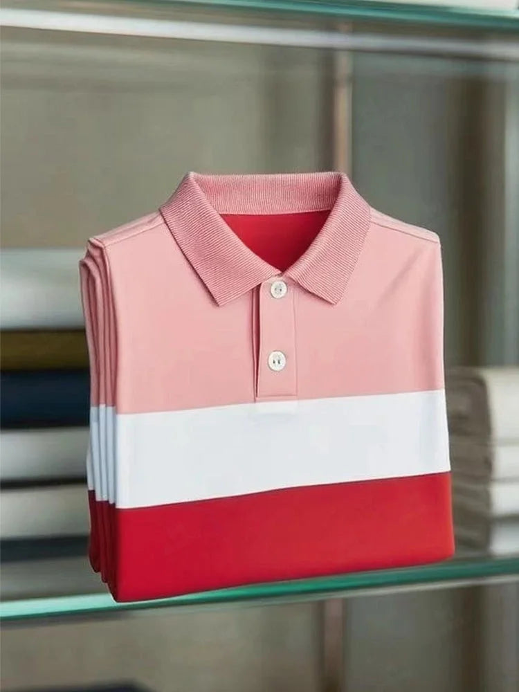 Blue Color Block Polo Shirt | Premium Cotton Casual Polo