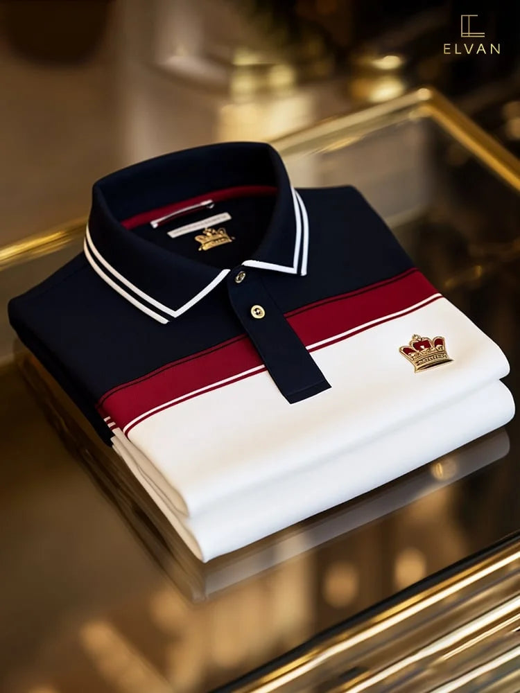 Navy Blue Color Block Polo Shirt | White & Maroon Premium Cotton Polo Tee