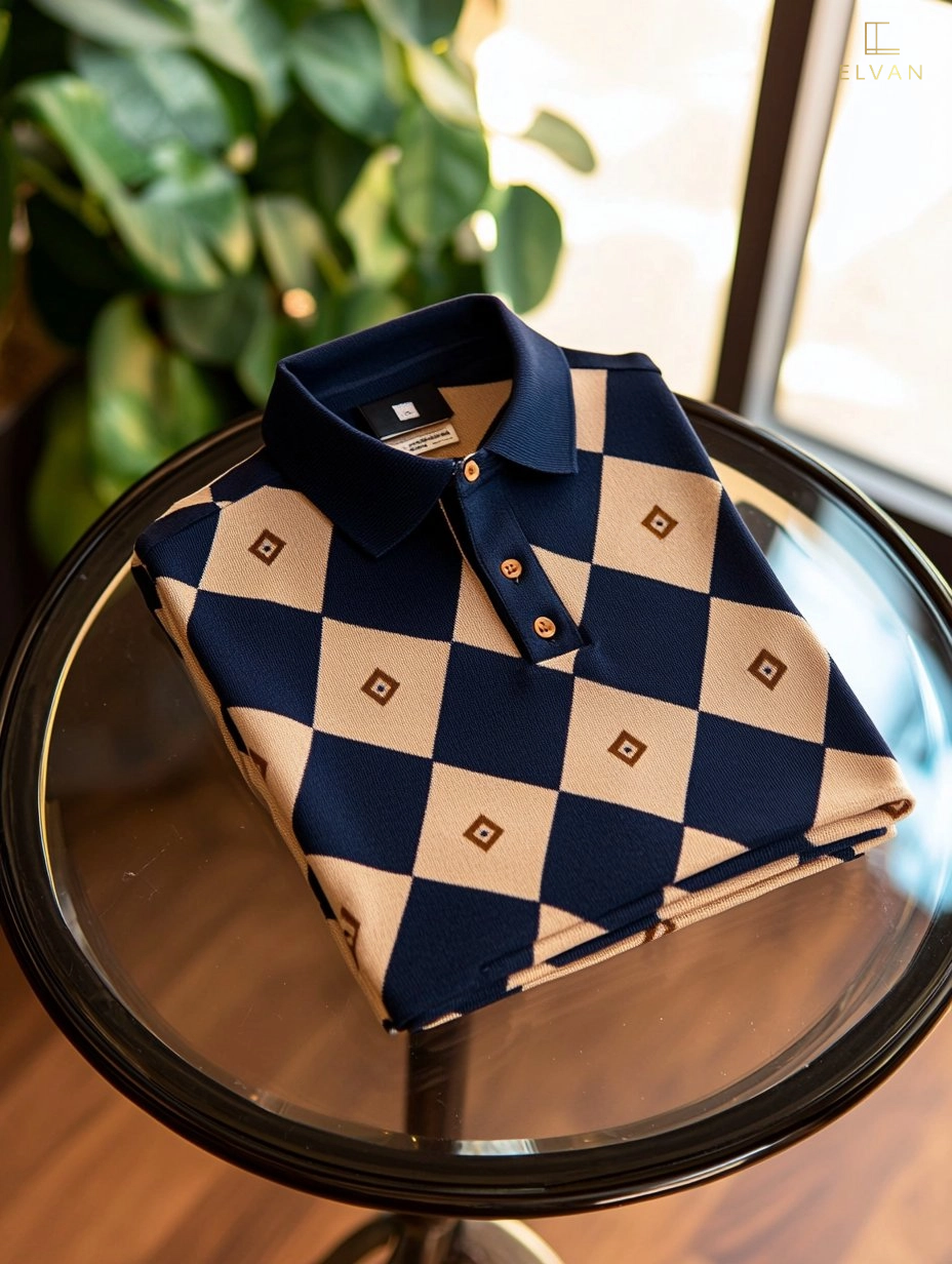 Argyle Diamond Pattern Polo Shirt – Premium Casual Short Sleeve Polo (S–6XL)