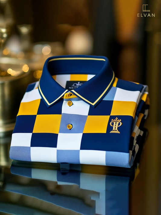Premium Checkered Polo Shirt with Contrast Collar – Classic Casual Polo (S–6XL)