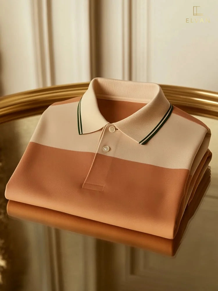 Peach & Beige Color-Block Polo Shirt – Premium Casual Polo (S–6XL)